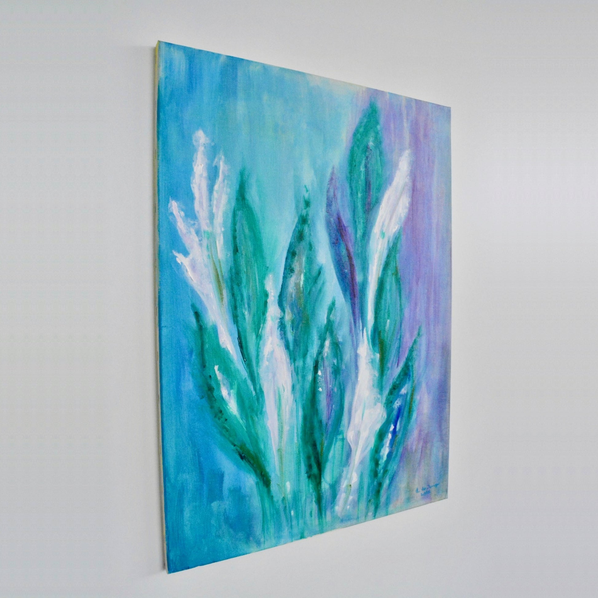 Gemaltes Bild - Unterwasser Blume von links