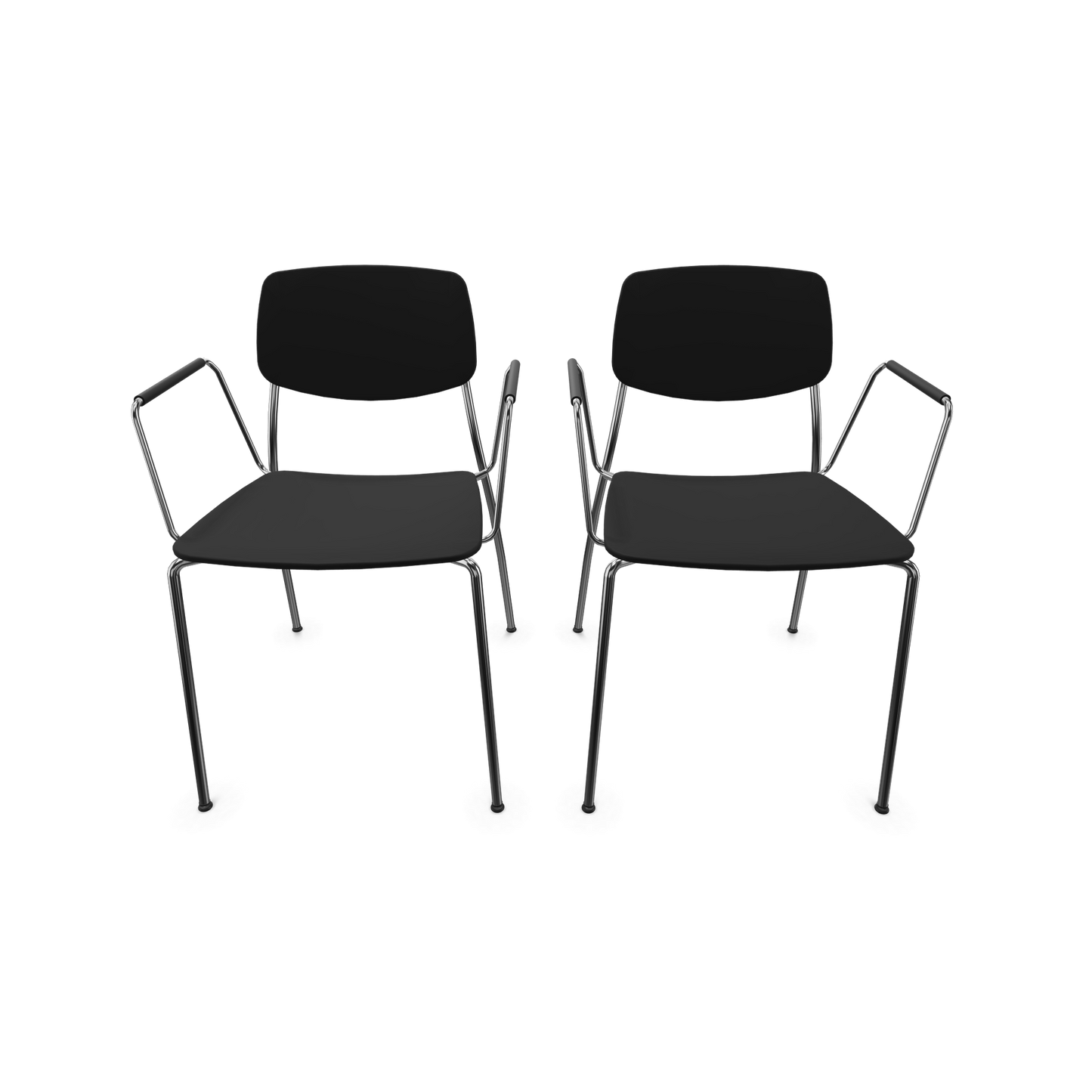 Dietiker Felber C14 Stuhl 2 Stück - 4-Fuss Metall mit Armlehnen D 316 Buche schwarz - 6018598