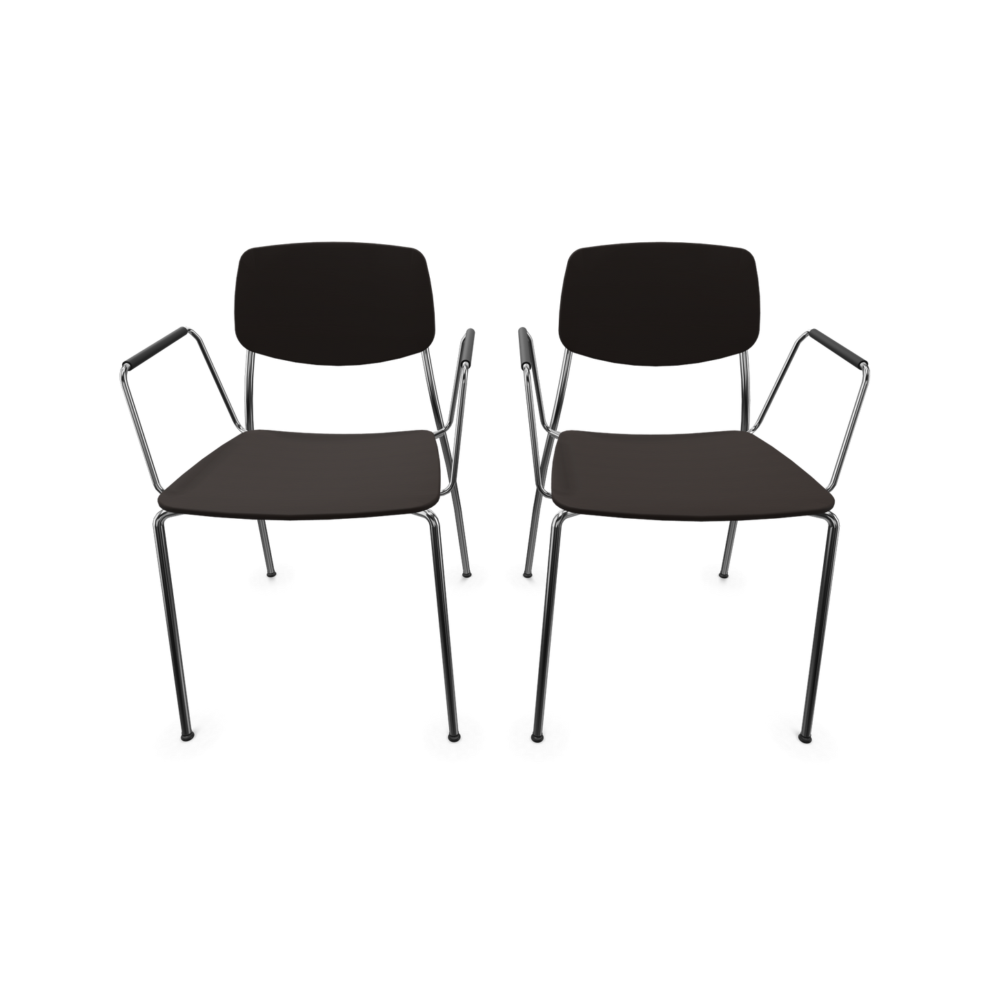 Dietiker Felber C14 Stuhl 2 Stück - 4-Fuss Metall mit Armlehnen D 169 Buche havanna-braun - 6018599