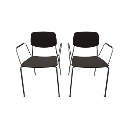 Dietiker Felber C14 Stuhl 2 Stück - 4-Fuss Metall mit Armlehnen D 169 Buche havanna-braun - 6018599