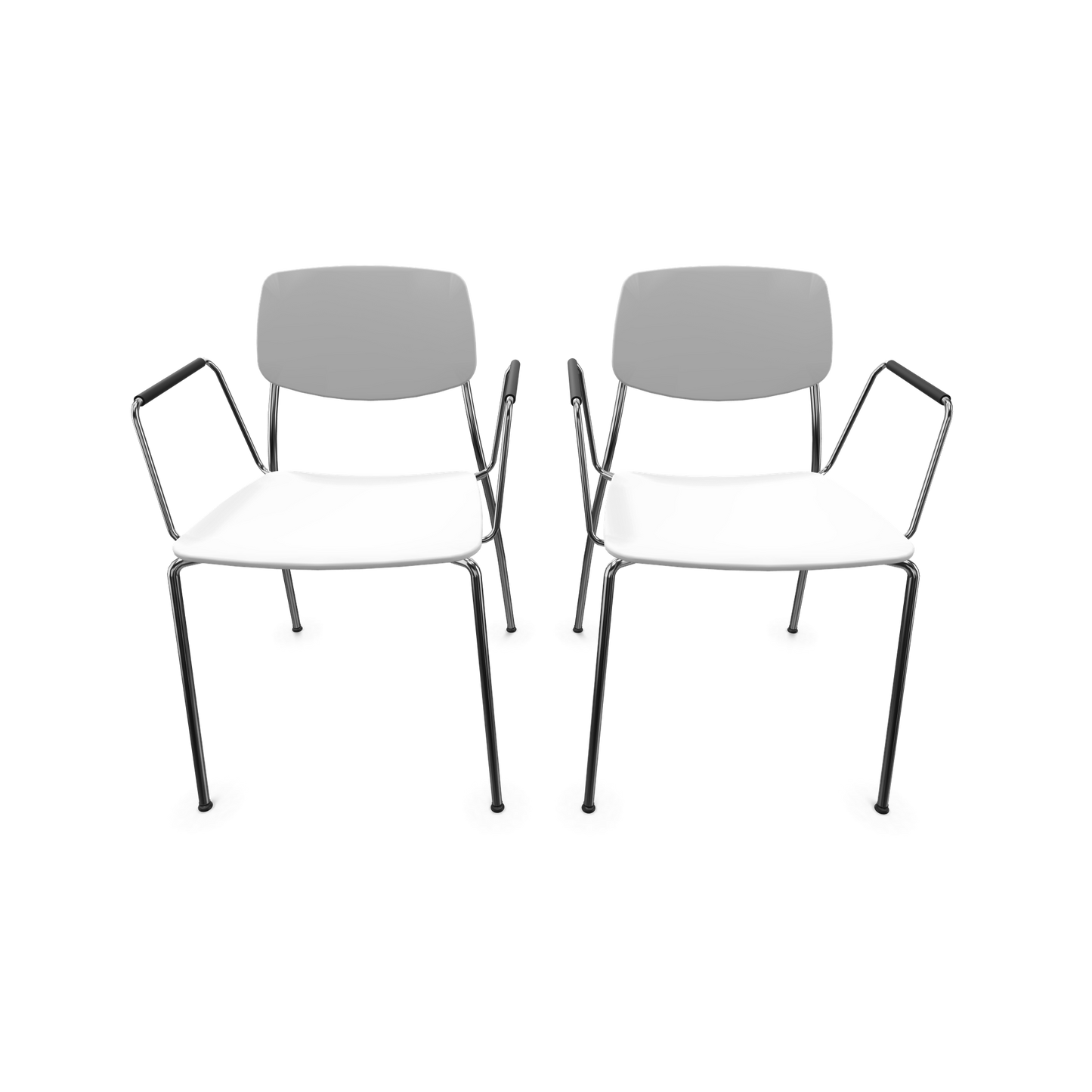 Dietiker Felber C14 Stuhl 2 Stück - 4-Fuss Metall mit Armlehnen D 250 Buche weiss - 6018600