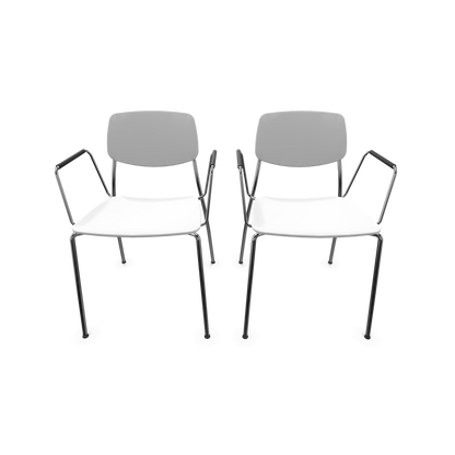 Dietiker Felber C14 Stuhl 2 Stück - 4-Fuss Metall mit Armlehnen D 250 Buche weiss - 6018600