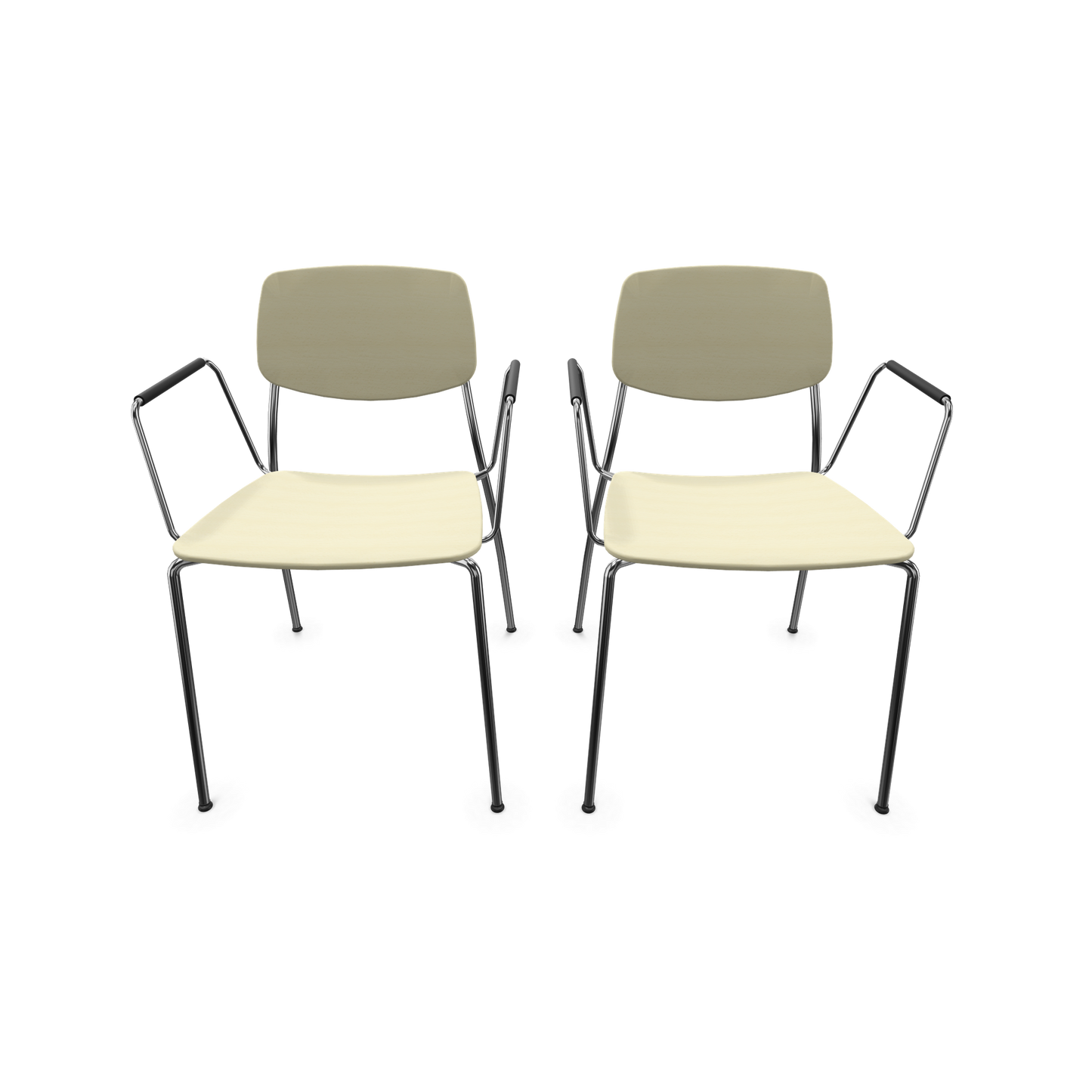 Dietiker Felber C14 Stuhl 2 Stück - 4-Fuss Metall mit Armlehnen D 305 Buche ahornfarbig - 6018601