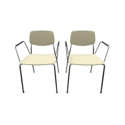 Dietiker Felber C14 Stuhl 2 Stück - 4-Fuss Metall mit Armlehnen D 305 Buche ahornfarbig - 6018601