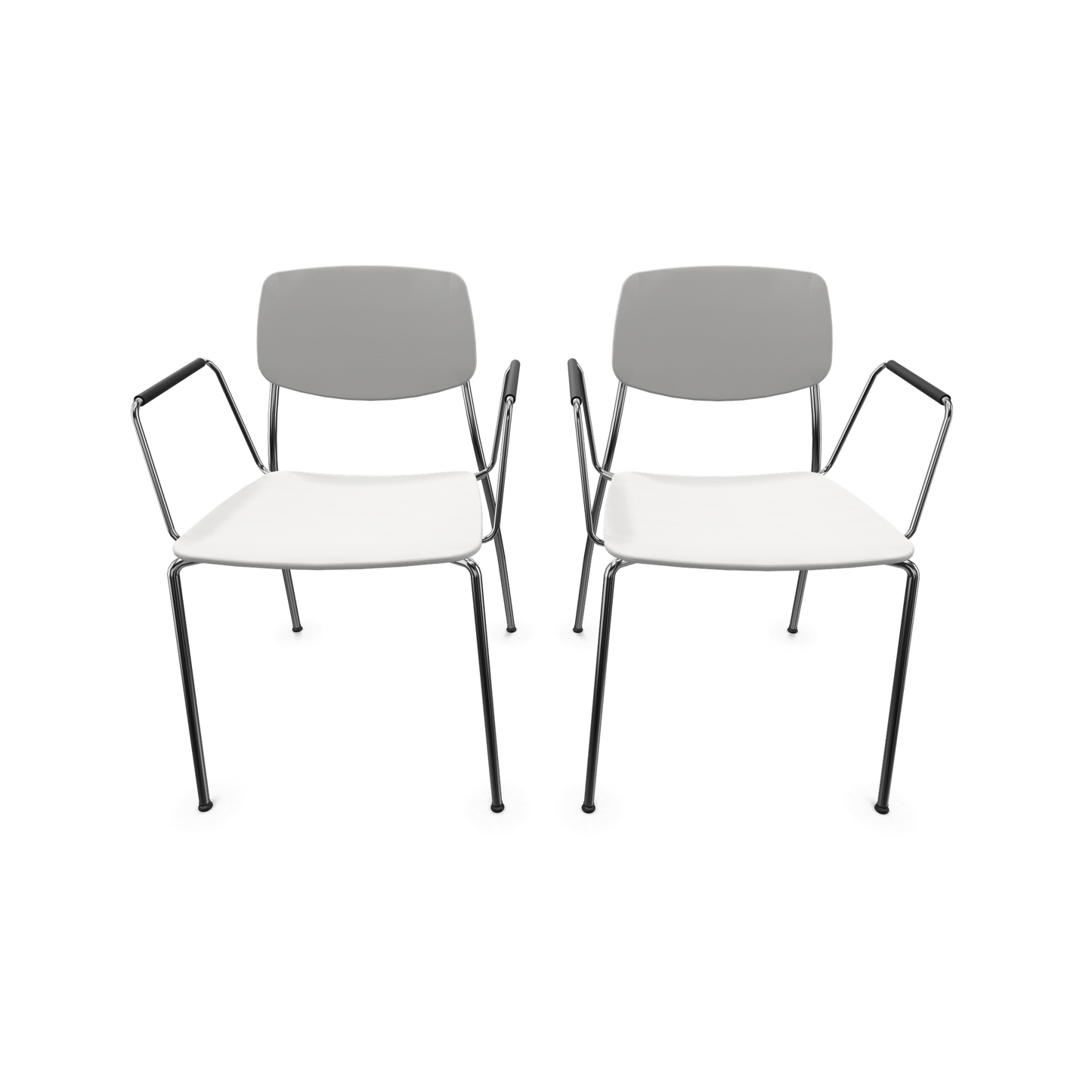 Dietiker Felber C14 Stuhl 2 Stück - 4-Fuss Metall mit Armlehnen D 314 Buche weiss - 6018602