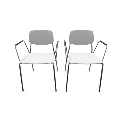Dietiker Felber C14 Stuhl 2 Stück - 4-Fuss Metall mit Armlehnen D 314 Buche weiss - 6018602