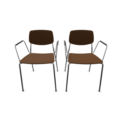 Dietiker Felber C14 Stuhl 2 Stück - 4-Fuss Metall mit Armlehnen D 315 Buche braun - 6018603