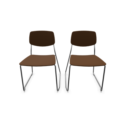 Dietiker Felber C14 Stuhl 2 Stück - Kufengestell Metall ohne Armlehnen D 315 Buche braun - 6018611