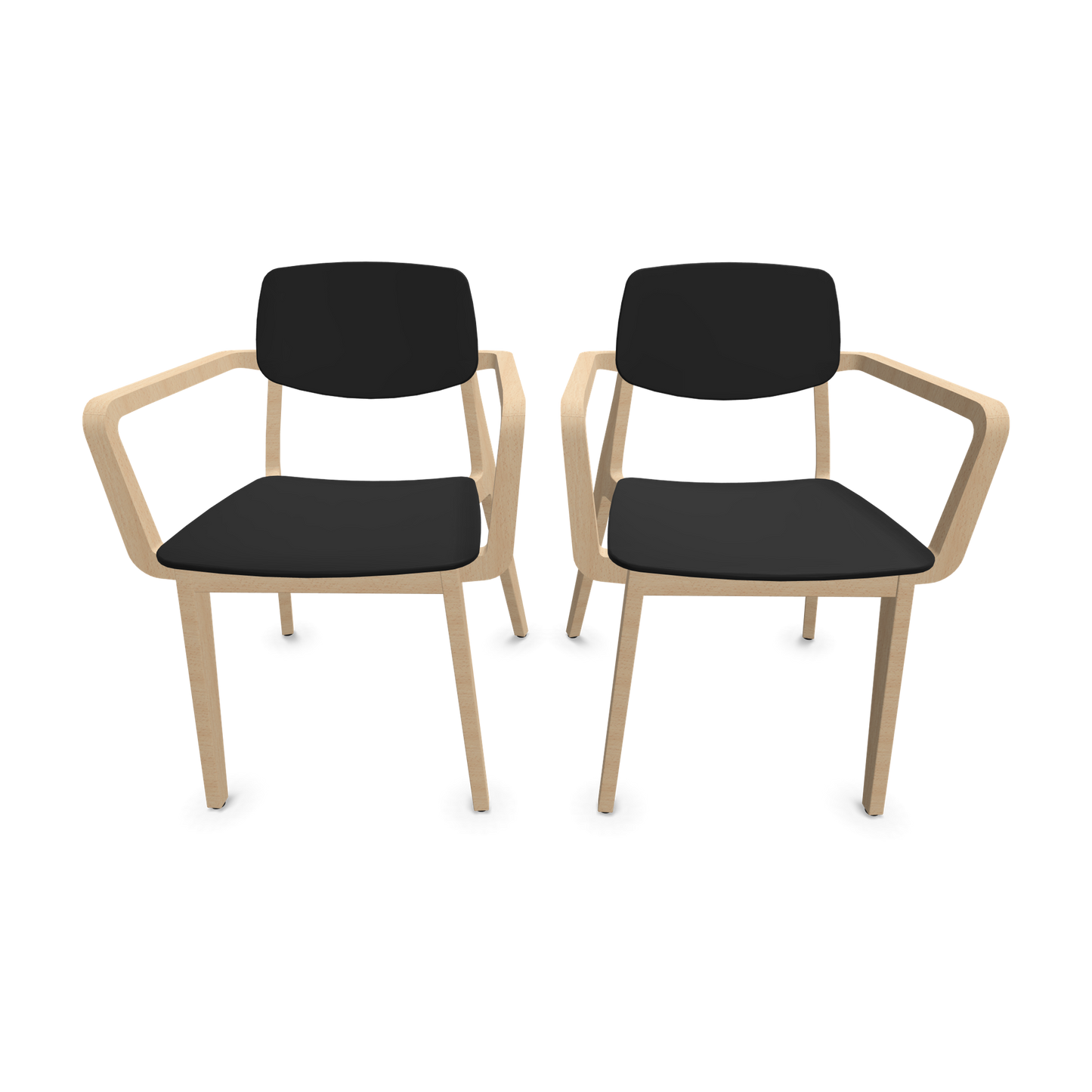 Dietiker Felber C14 Stuhl 2 Stück - 4-Fuss Holzgestell mit Armlehnen D 316 Buche schwarz - 6018613