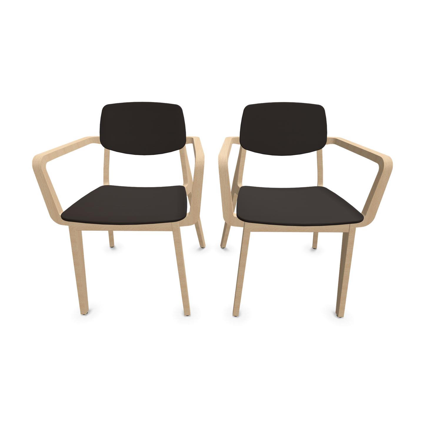 Dietiker Felber C14 Stuhl 2 Stück - 4-Fuss Holzgestell mit Armlehnen D 169 Buche havanna-braun - 6018614