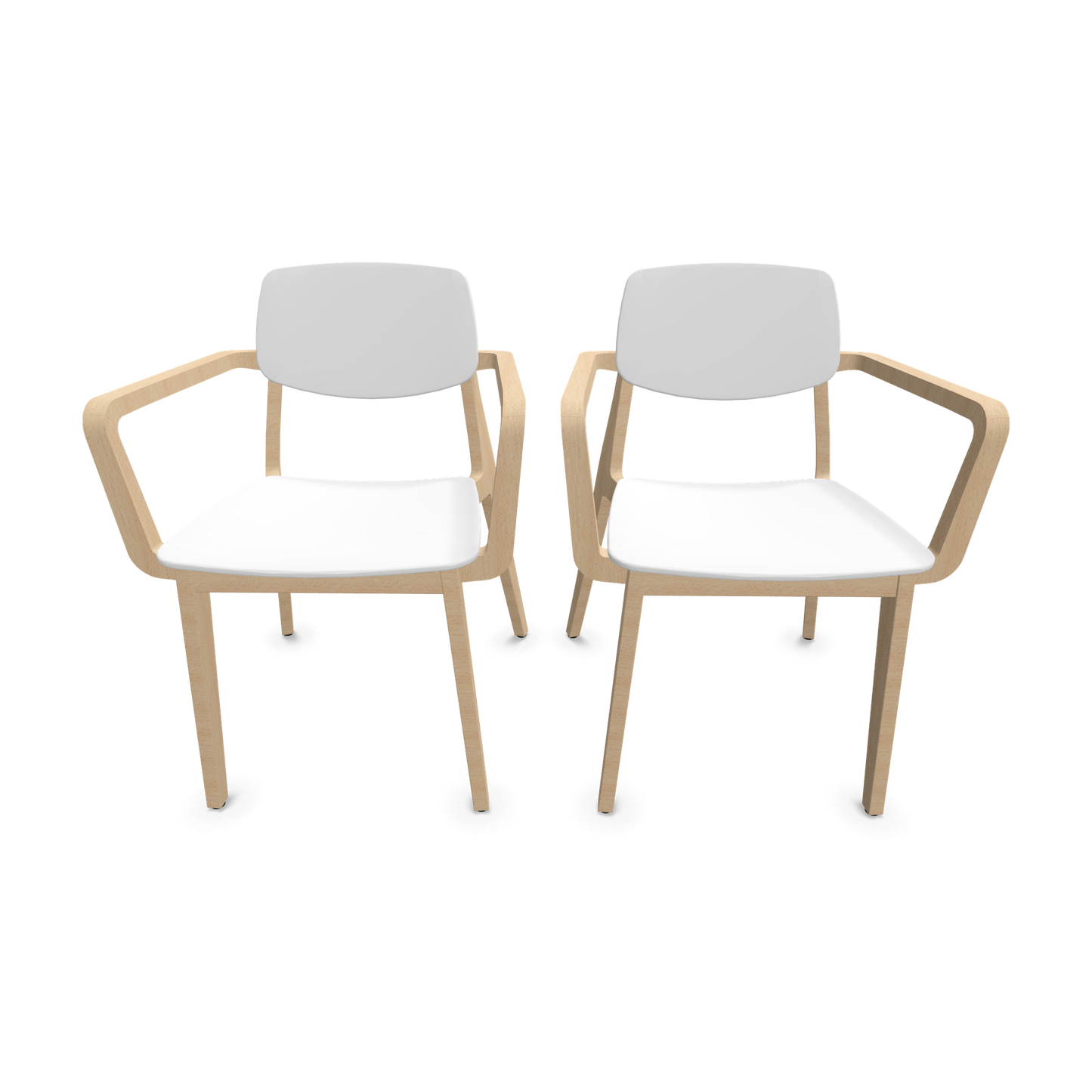 Dietiker Felber C14 Stuhl 2 Stück - 4-Fuss Holzgestell mit Armlehnen D 250 Buche weiss - 6018615