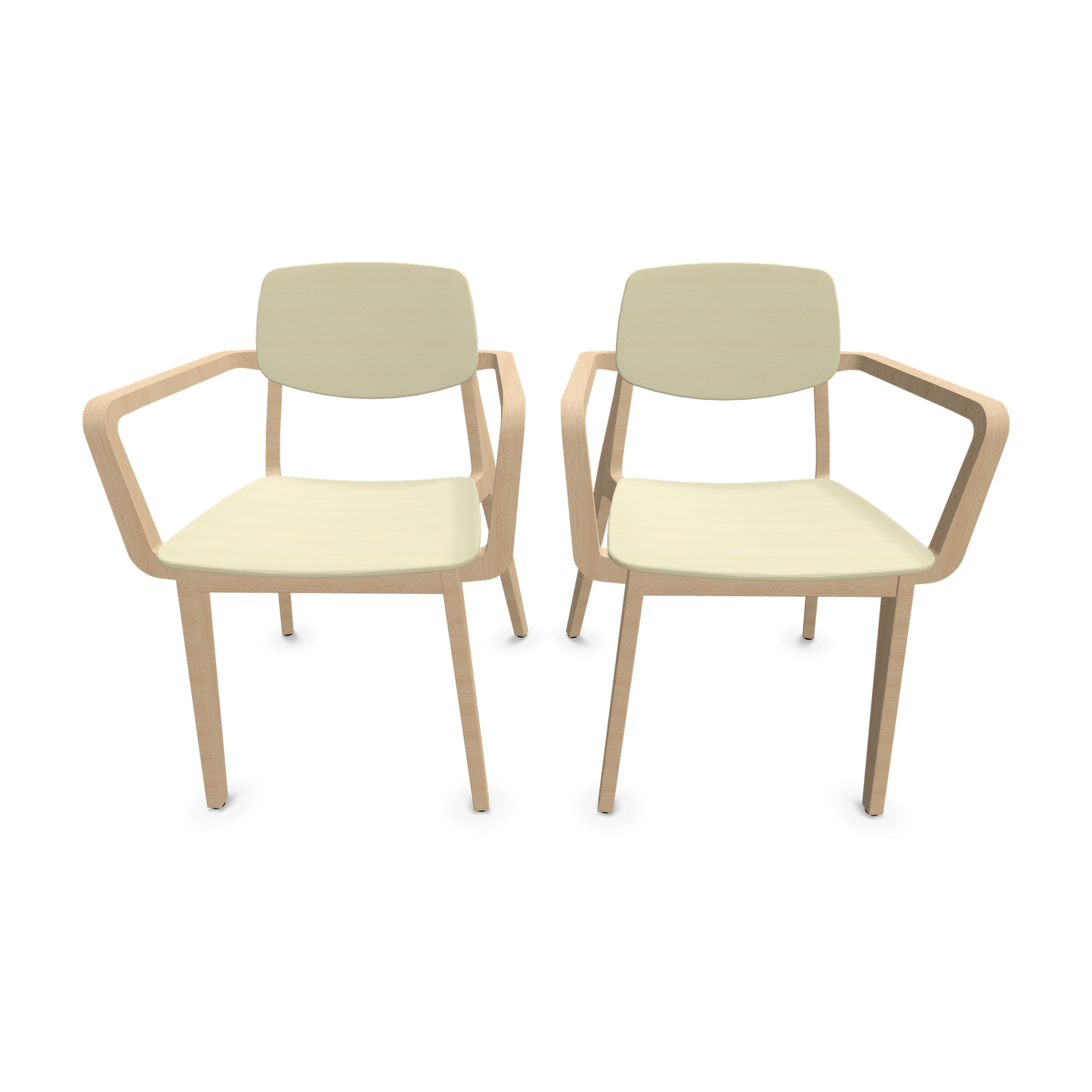 Dietiker Felber C14 Stuhl 2 Stück - 4-Fuss Holzgestell mit Armlehnen D 305 Buche ahornfarbig - 6018616