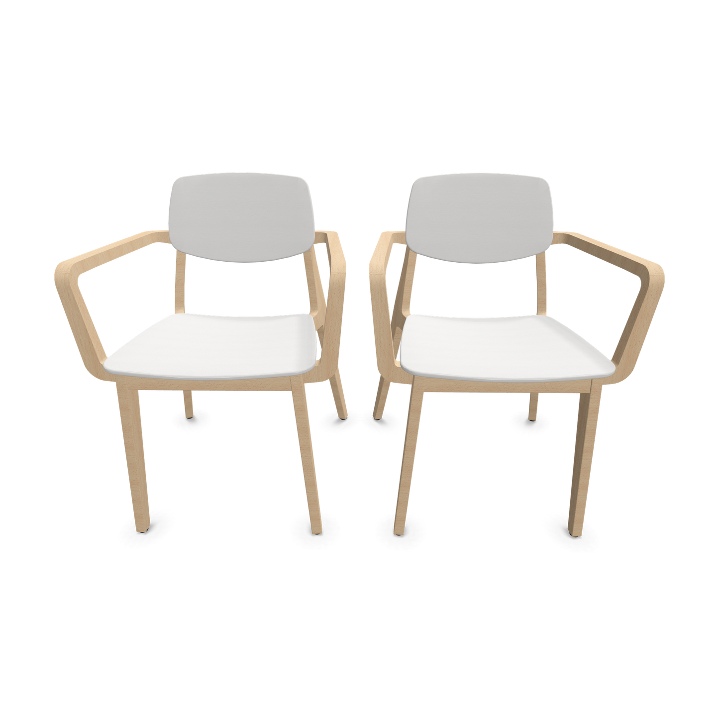 Dietiker Felber C14 Stuhl 2 Stück - 4-Fuss Holzgestell mit Armlehnen D 314 Buche weiss - 6018617