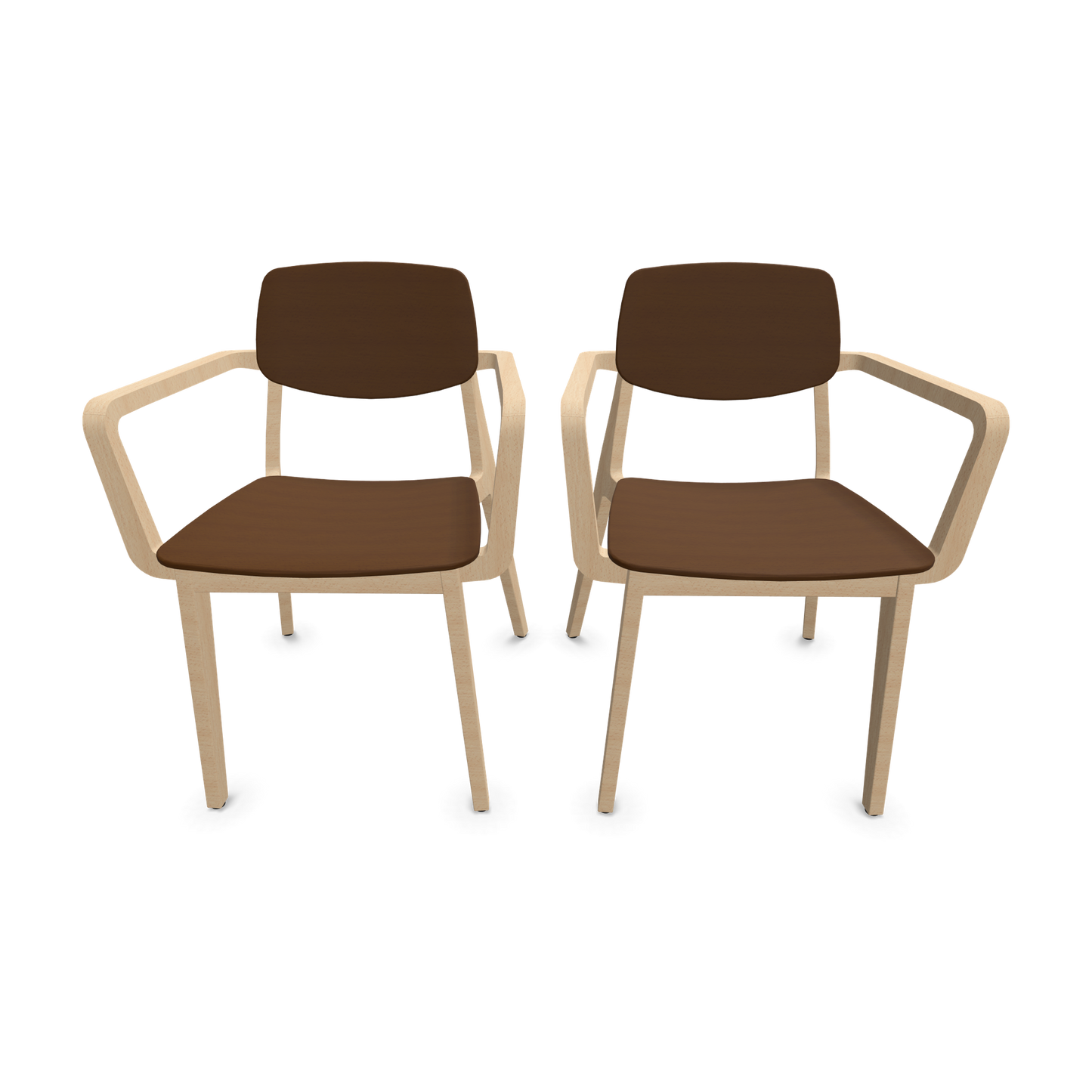 Dietiker Felber C14 Stuhl 2 Stück - 4-Fuss Holzgestell mit Armlehnen D 315 Buche braun - 6018618