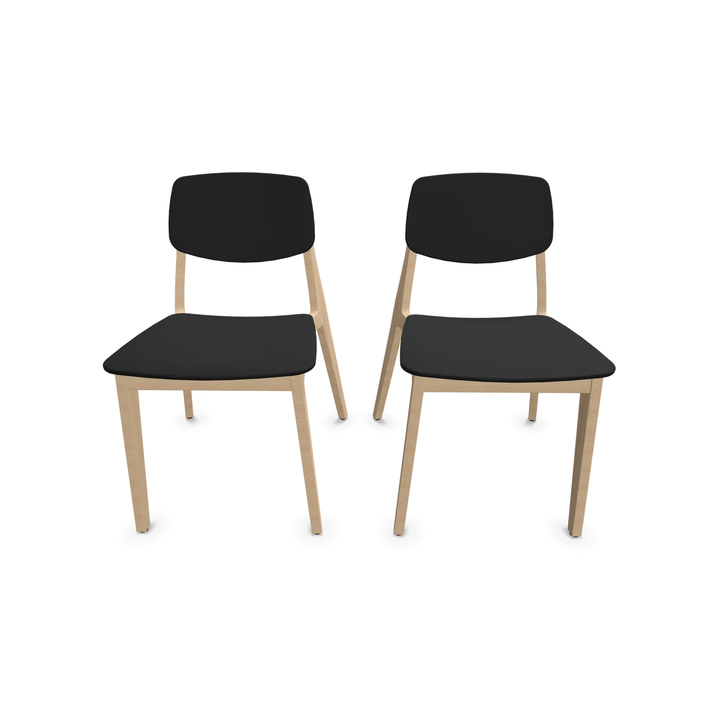 Dietiker Felber C14 Stuhl 2 Stück - 4-Fuss Holzgestell ohne Armlehnen D 316 Buche schwarz - 6018620