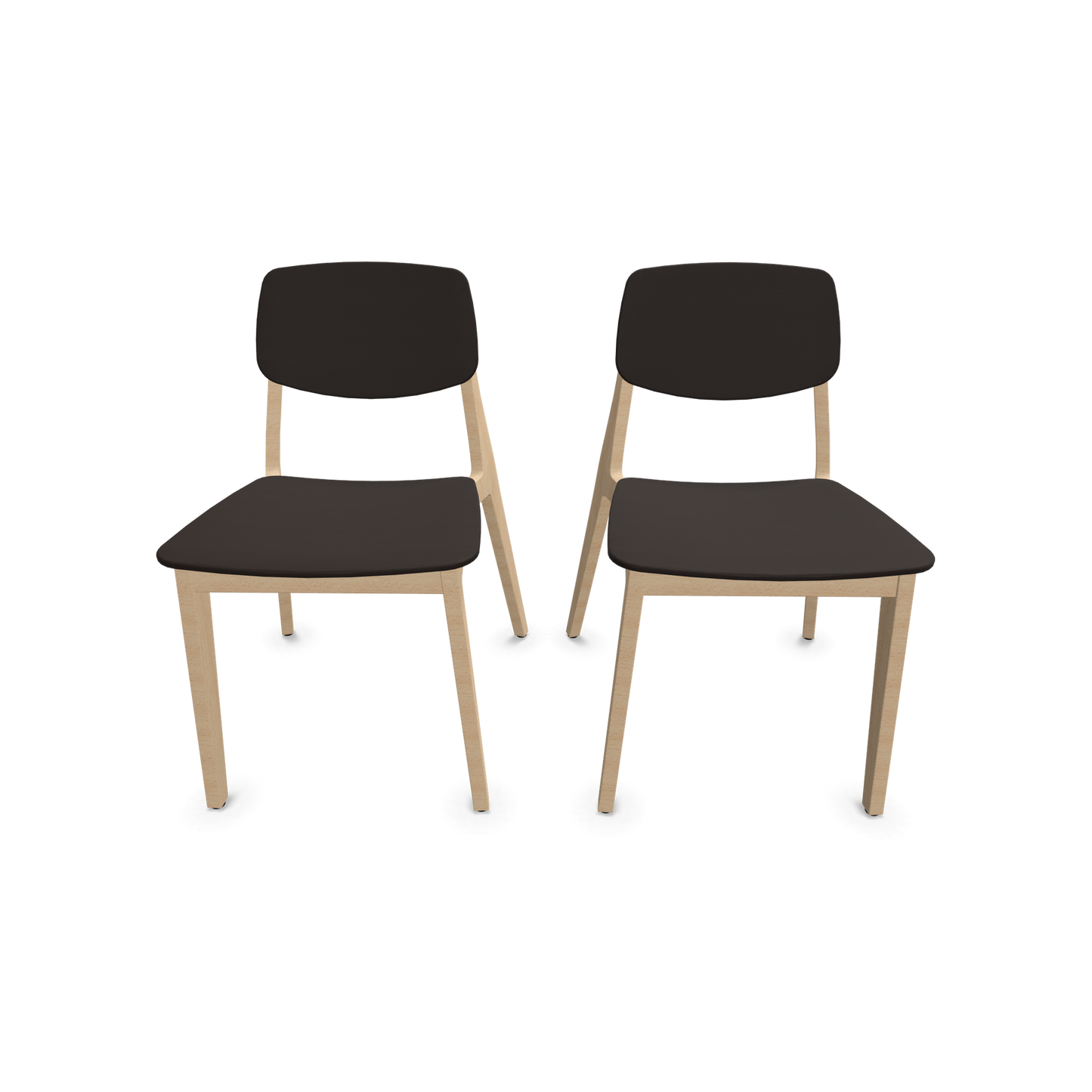 Dietiker Felber C14 Stuhl 2 Stück - 4-Fuss Holzgestell ohne Armlehnen D 169 Buche havanna-braun - 6018621