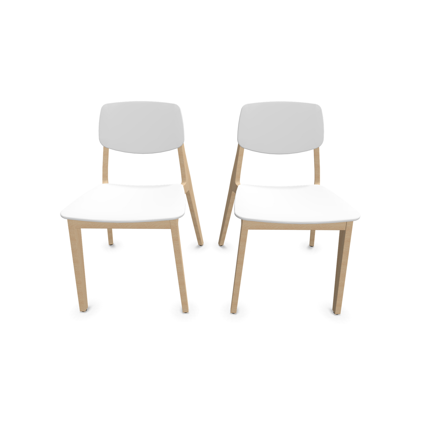 Dietiker Felber C14 Stuhl 2 Stück - 4-Fuss Holzgestell ohne Armlehnen D 250 Buche weiss - 6018622