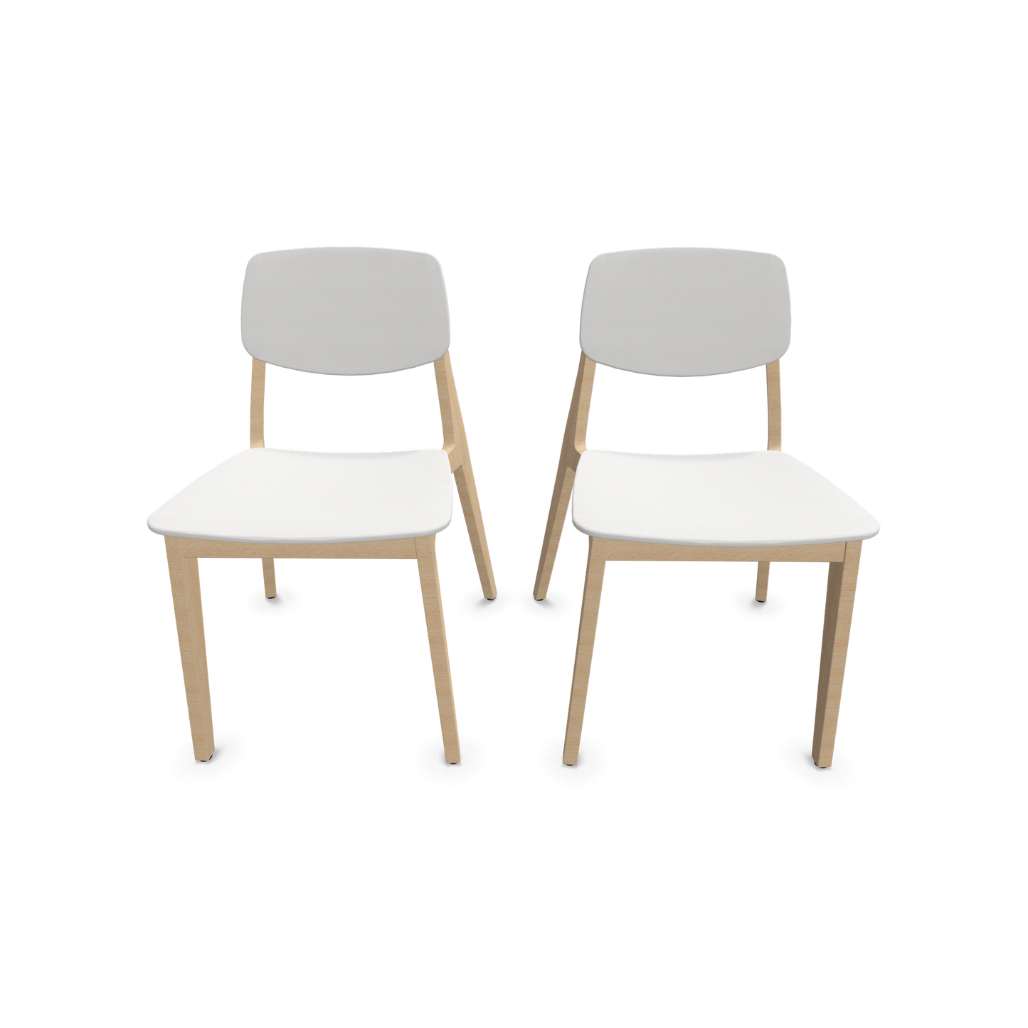 Dietiker Felber C14 Stuhl 2 Stück - 4-Fuss Holzgestell ohne Armlehnen D 314 Buche weiss - 6018624