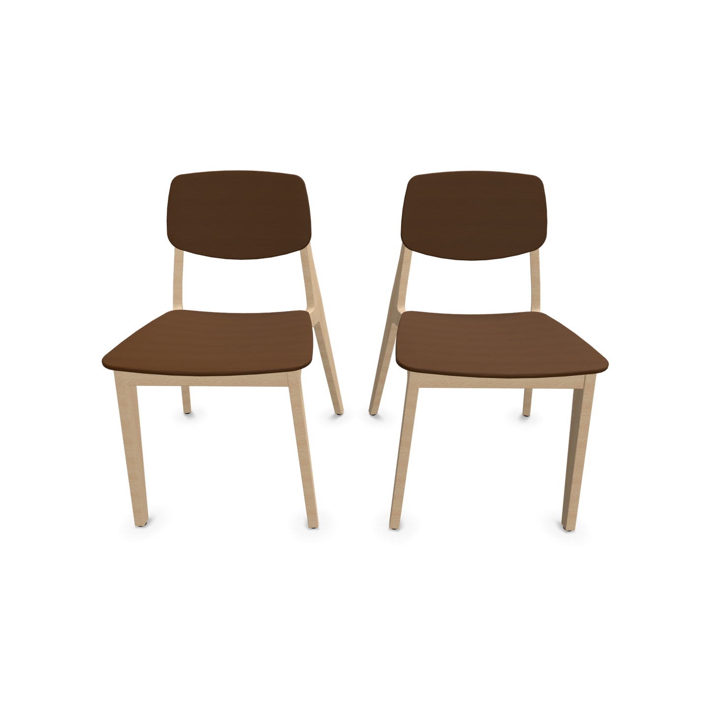 Dietiker Felber C14 Stuhl 2 Stück - 4-Fuss Holzgestell ohne Armlehnen D 315 Buche braun - 6018625