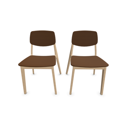 Dietiker Felber C14 Stuhl 2 Stück - 4-Fuss Holzgestell ohne Armlehnen D 315 Buche braun - 6018625