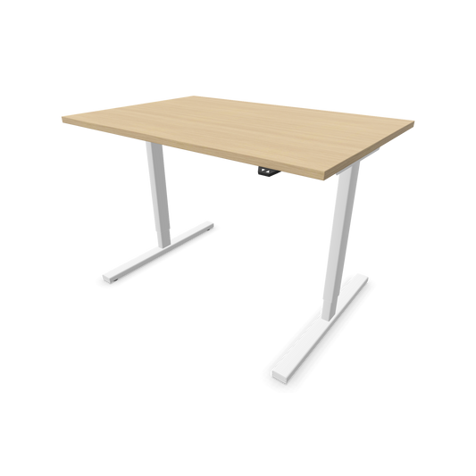 Narbutas Easy Sitz-Steh-Schreibtisch 1200x800mm, Gestell Weiss, Tischplatte Eichendekor gebleicht