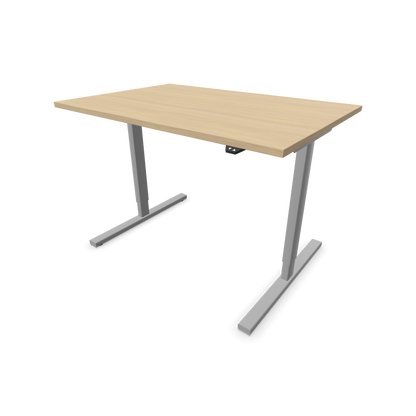 Narbutas Easy Sitz-Steh-Schreibtisch 1200x800mm, Gestell Silbergrau, Tischplatte Eichendekor gebleicht