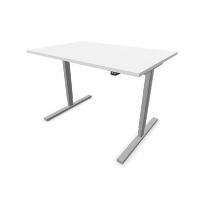 Narbutas Easy Sitz-Steh-Schreibtisch 1200x800mm, Gestell Silbergrau, Tischplatte Weiss