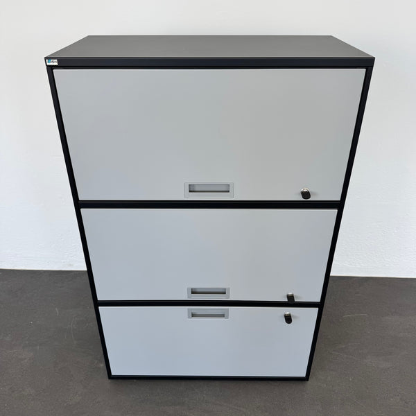 Lista Office LO Qub Modul-Kombination 3-OH 800mm - Schwarz-Silbergrau - mit Schlüssel