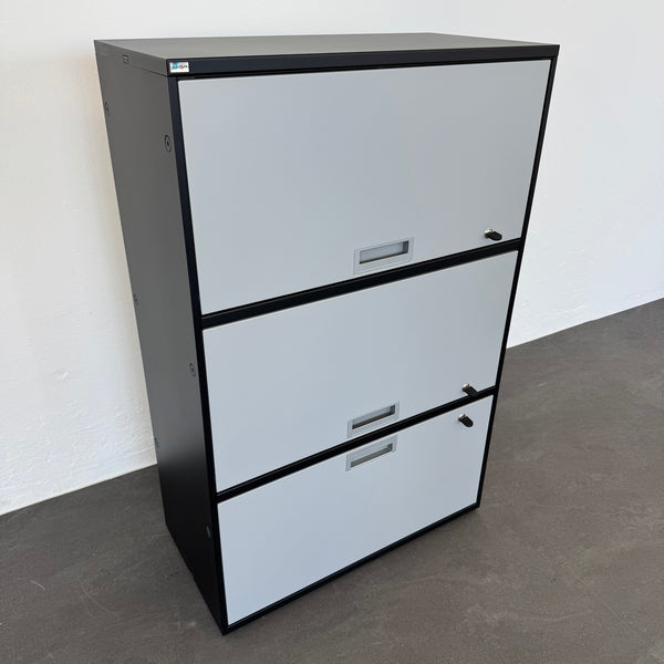 Lista Office LO Qub Modul-Kombination 3-OH 800mm - Schwarz-Silbergrau - mit Schlüssel