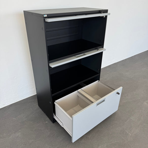 Lista Office LO Qub Modul-Kombination 3-OH 800mm - Schwarz-Silbergrau - mit Schlüssel