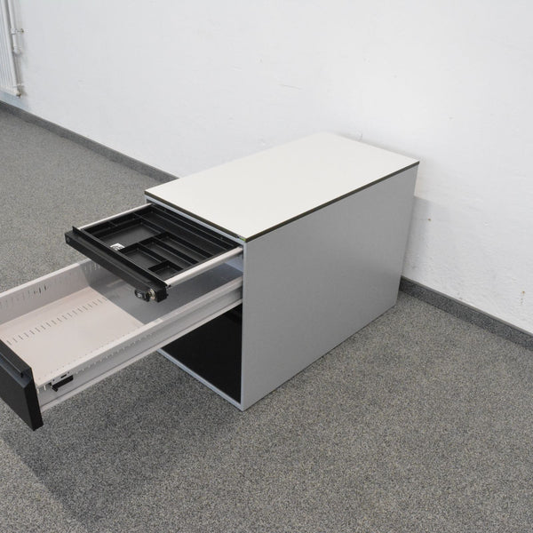Lista Office LO Serie L Unterstell-Korpus 800mm - mit Hängeregister - Silbergrau-Schwarz - mit Schlüssel