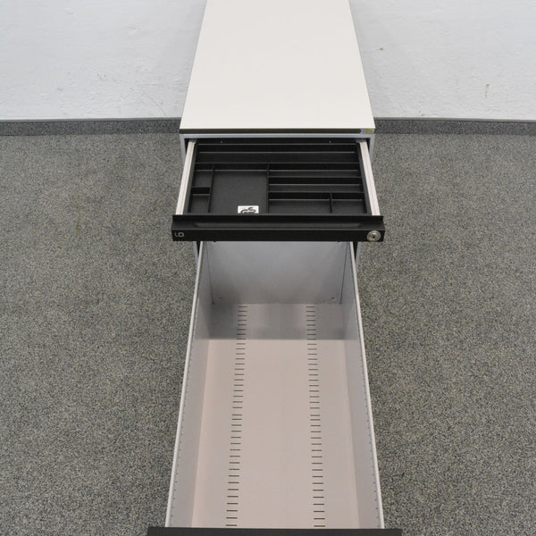 Lista Office LO Serie L Unterstell-Korpus 800mm - mit Hängeregister - Silbergrau-Schwarz - ohne Schlüssel