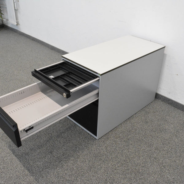 Lista Office LO Serie L Unterstell-Korpus 800mm - mit Hängeregister - Silbergrau-Schwarz - ohne Schlüssel