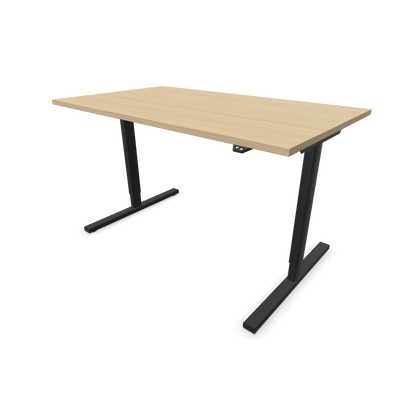 Narbutas Easy Sitz-Steh-Schreibtisch 1400x800mm, Gestell Schwarz, Tischplatte Eichendekor gebleicht