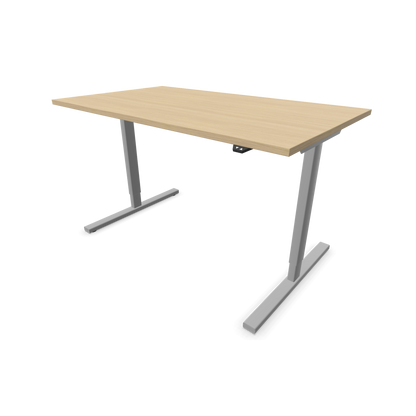 Narbutas Easy Sitz-Steh-Schreibtisch 1400x800mm, Gestell Silbergrau, Tischplatte Eichendekor gebleicht