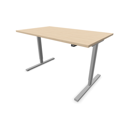 Narbutas Easy Sitz-Steh-Schreibtisch 1400x800mm, Gestell Silbergrau, Tischplatte Eschendekor sandbeige mit Struktur