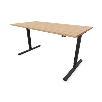 Narbutas Easy Sitz-Steh-Schreibtisch 1600x800mm, Gestell Schwarz, Tischplatte Bernsteineichendekor mit Struktur