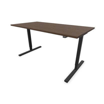 Narbutas Easy Sitz-Steh-Schreibtisch 1600x800mm, Gestell Schwarz, Tischplatte Walnussdekor dunkel mit Struktur