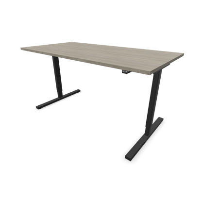 Narbutas Easy Sitz-Steh-Schreibtisch 1600x800mm, Gestell Schwarz, Tischplatte Holzdekor grau mit Struktur