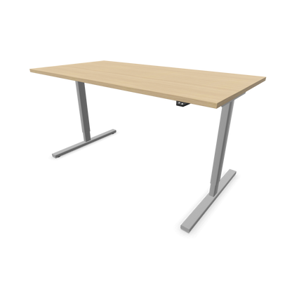 Narbutas Easy Sitz-Steh-Schreibtisch 1600x800mm, Gestell Silbergrau, Tischplatte Eichendekor gebleicht