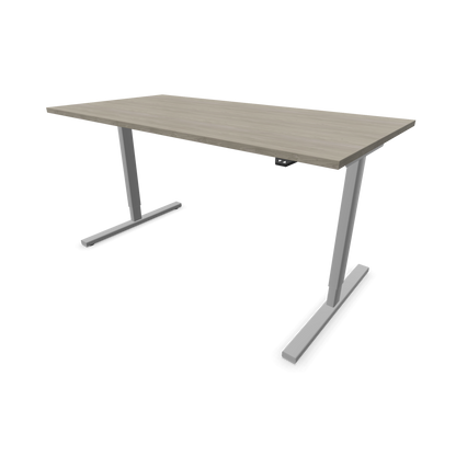 Narbutas Easy Sitz-Steh-Schreibtisch 1600x800mm, Gestell Silbergrau, Tischplatte Holzdekor grau mit Struktur