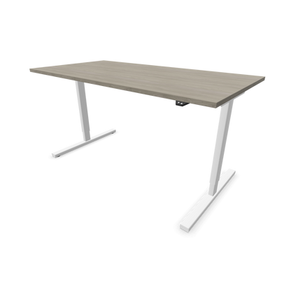 Narbutas Easy Sitz-Steh-Schreibtisch 1600x800mm, Gestell Weiss, Tischplatte Holzdekor grau mit Struktur