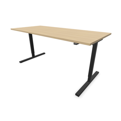 Narbutas Easy Sitz-Steh-Schreibtisch 1800x800mm, Gestell Schwarz, Tischplatte Eichendekor gebleicht