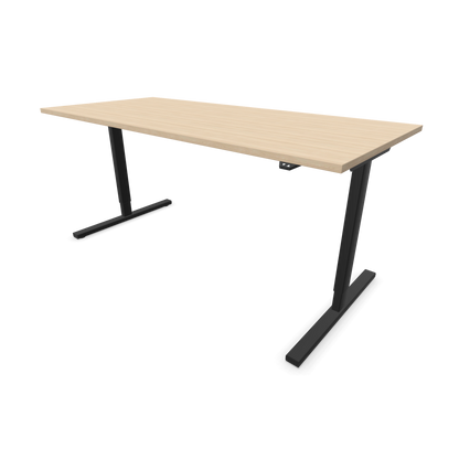Narbutas Easy Sitz-Steh-Schreibtisch 1800x800mm, Gestell Schwarz, Tischplatte Eschendekor sandbeige mit Struktur