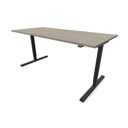 Narbutas Easy Sitz-Steh-Schreibtisch 1800x800mm, Gestell Schwarz, Tischplatte Holzdekor grau mit Struktur