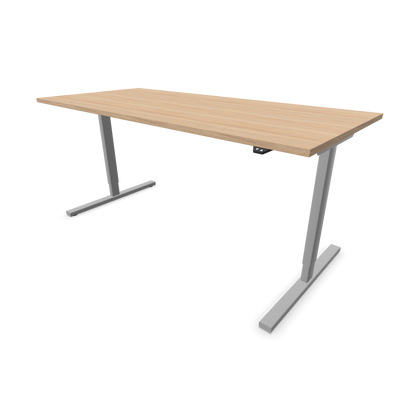 Narbutas Easy Sitz-Steh-Schreibtisch 1800x800mm, Gestell Silbergrau, Tischplatte Bernsteineichendekor mit Struktur