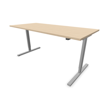 Narbutas Easy Sitz-Steh-Schreibtisch 1800x800mm, Gestell Silbergrau, Tischplatte Eschendekor sandbeige mit Struktur