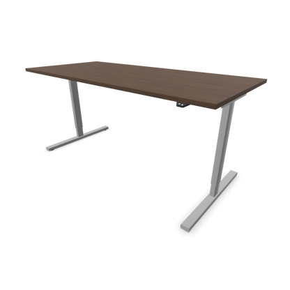 Narbutas Easy Sitz-Steh-Schreibtisch 1800x800mm, Gestell Silbergrau, Tischplatte Walnussdekor dunkel mit Struktur