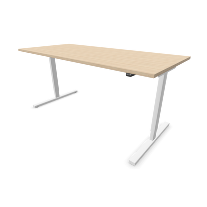 Narbutas Easy Sitz-Steh-Schreibtisch 1800x800mm, Gestell Weiss, Tischplatte Eschendekor sandbeige mit Struktur