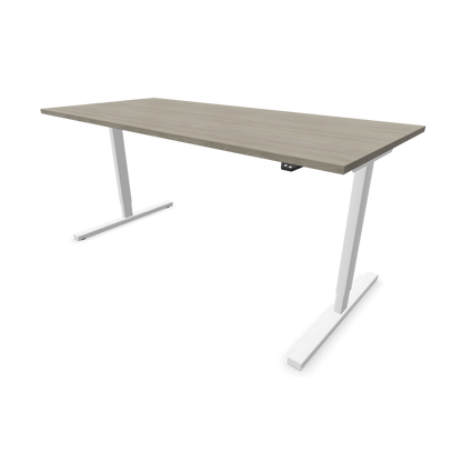 Narbutas Easy Sitz-Steh-Schreibtisch 1800x800mm, Gestell Weiss, Tischplatte Holzdekor grau mit Struktur
